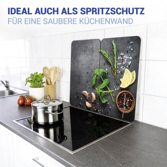 Herdabdeckplatte Universal Mod. Kräuter, 2er Set, für alle Herdarten geeignet 