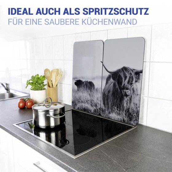 Herdabdeckplatte Universal Mod. Highland Cattle, 2er Set, für alle Herdarten geeignet