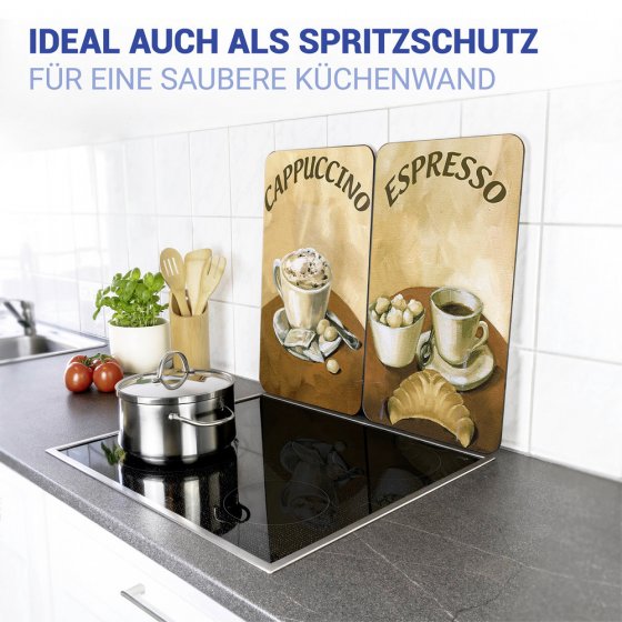 Herdabdeckplatte Universal Mod. Kaffee, 2er Set, für alle Herdarten geeignet 