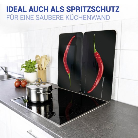 Herdabdeckplatte Universal Mod. Hot Peperoni, 2er Set, für alle Herdarten geeignet