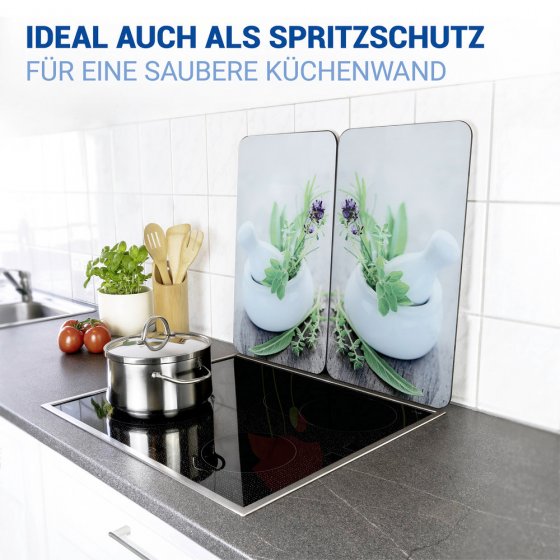 Herdabdeckplatte Universal Mod. Kräutergarten, 2er Set, für alle Herdarten geeignet