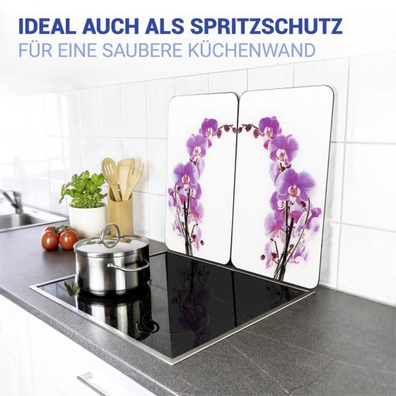 Herdabdeckplatte Universal Mod. Orchideenblüte, 2er Set, für alle Herdarten geeignet