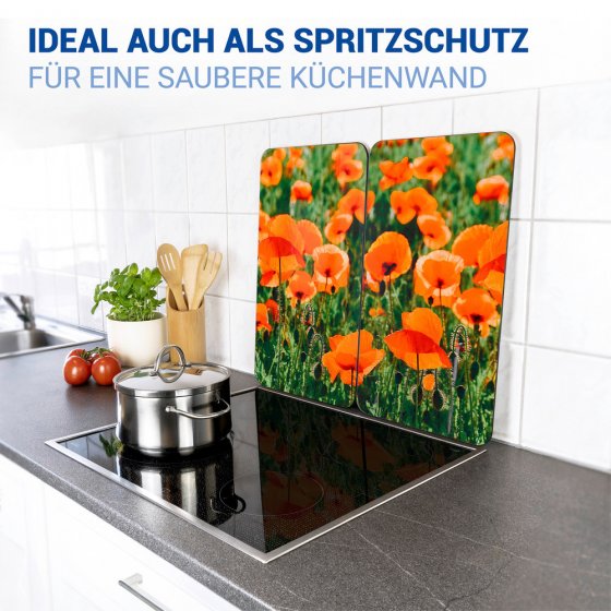 Herdabdeckplatte Universal Mod. Mohnfeld, 2er Set, für alle Herdarten geeignet 