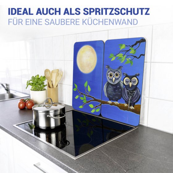 Herdabdeckplatte Universal Mod. Eule, 2er Set, für alle Herdarten geeignet 