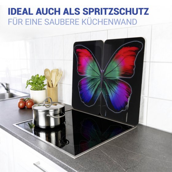 Herdabdeckplatte Universal Mod. Butterfly by Night, 2er Set, für alle Herdarten geeignet