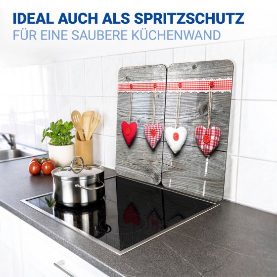 Herdabdeckplatte Universal Mod. Herzen, 2er Set, für alle Herdarten geeignet