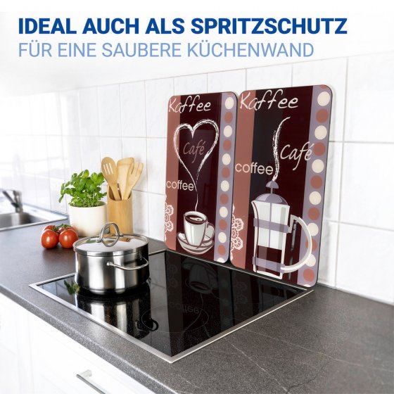 Herdabdeckplatte Universal Mod. Kaffeeduft, 2er Set, für alle Herdarten geeignet