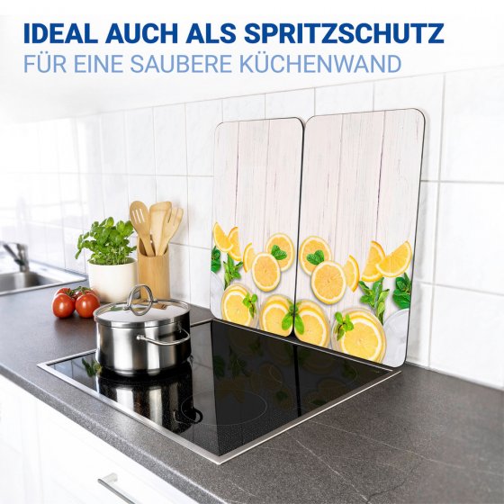 Herdabdeckplatte Universal Mod. Zitronen, 2er Set, für alle Herdarten geeignet 