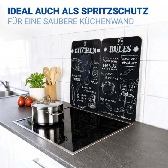 Herdabdeckplatte Universal Mod. Kitchen Rules, 2er Set, für alle Herdarten geeignet 