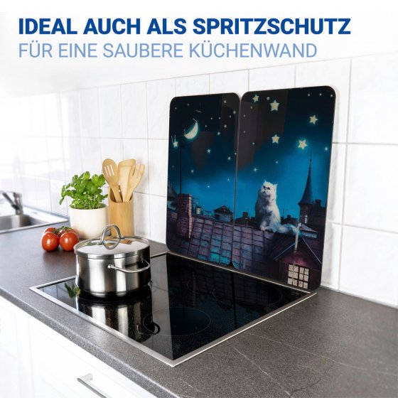 Herdabdeckplatte Universal Mod. Moon Cat, 2er Set, für alle Herdarten geeignet 