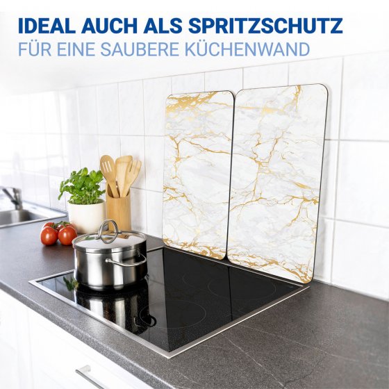 Herdabdeckplatte Universal Mod. Marmor Gold, 2er Set, für alle Herdarten geeignet 