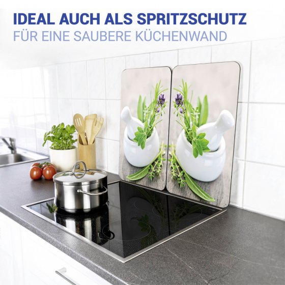 Herdabdeckplatte Universal Mod. Kräutergarten, 2er Set, für alle Herdarten geeignet