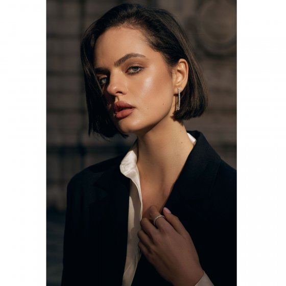 Ohrhänger 925 Sterling Silber rhodiniert Glänzend Zirkonia weiß 