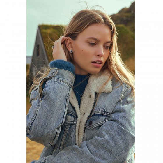 Ohrstecker 925/- Sterling Silber rhodiniert Saphir und Zirkonia 