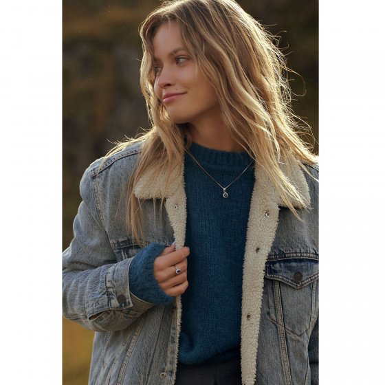 Anhänger mit Kette 925/- Sterling Silber rhodiniert Saphir und Zirkonia 