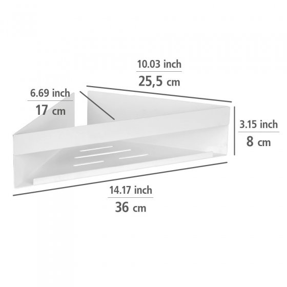 Turbo-Loc® Eckablage Mod. Genova White matt, Befestigen ohne Bohren mit Spezial-Klebepad 