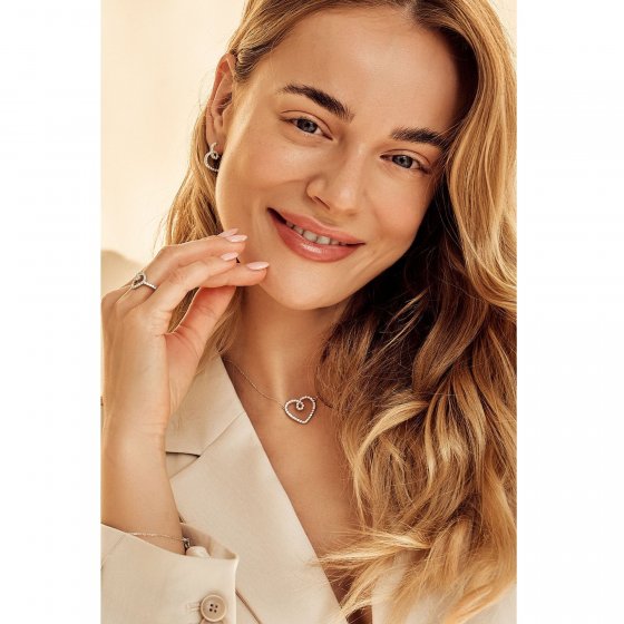 Kette 925 Sterling Silber rhodiniert Glänzend Zirkonia weiß 