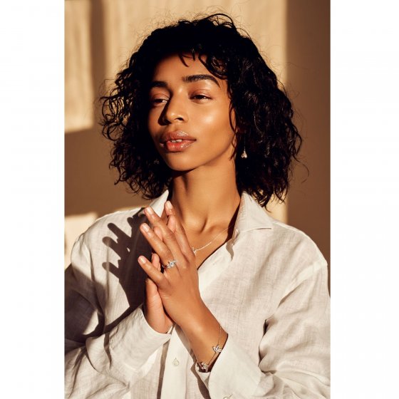 Armband 925 Sterling Silber rhodiniert  Glänzend Blume Zirkonia weiß 