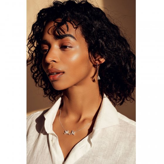 Ohrhänger 925 Sterling Silber rhodiniert Glänzend 4 Zirkonia weiß 