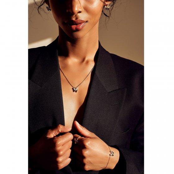 Armband 925 Sterling Silber vergoldet Glänzend Schmetterling Zirkonia gelb 