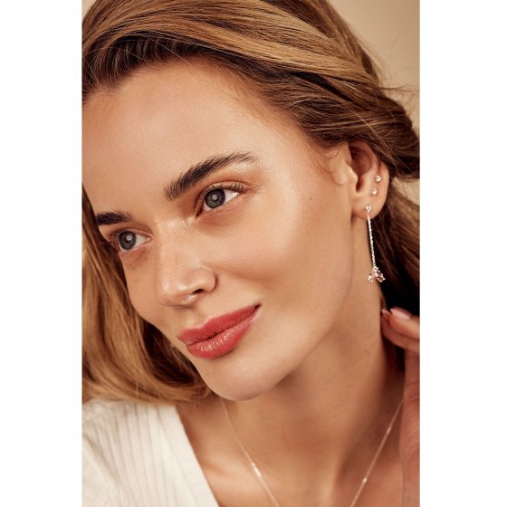 Ohrhänger 925 Sterling Silber rhodiniert Glänzend Blume Zirkonia bunt 