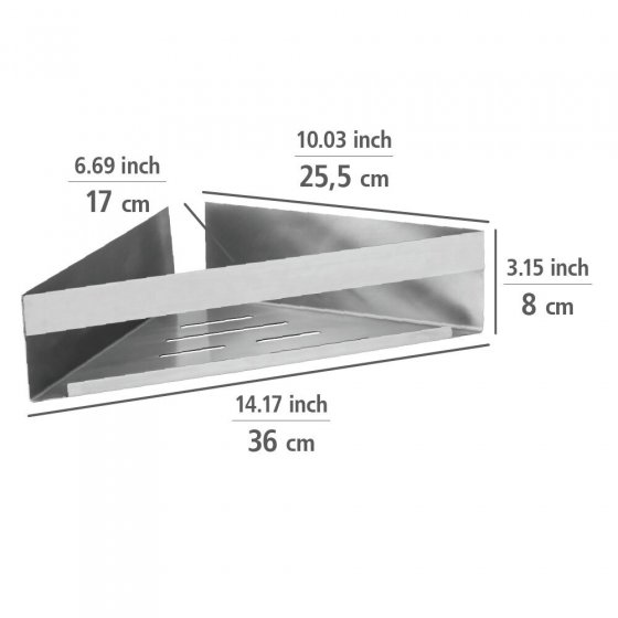 Turbo-Loc® Eckablage Mod. Genova Matt, Befestigen ohne Bohren mit Spezial-Klebepad 