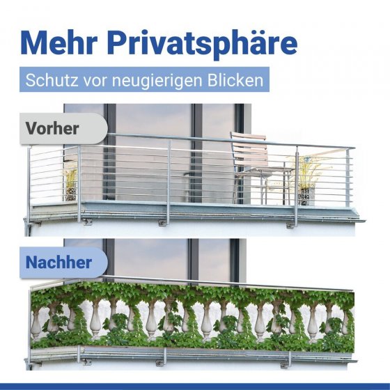 Balkon-Sichtschutz Mod. Efeu-Zaun, 5 m, UV- und witterungsbeständig 