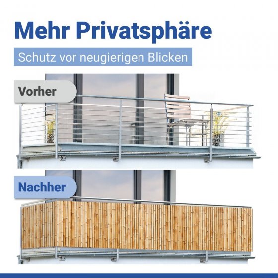 Balkon-Sichtschutz Mod. Bambus, 5 m, UV- und witterungsbeständig 