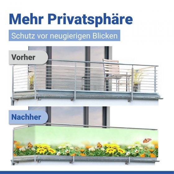 Balkon-Sichtschutz Mod. Schmetterling, 5 m, UV- und witterungsbeständig 