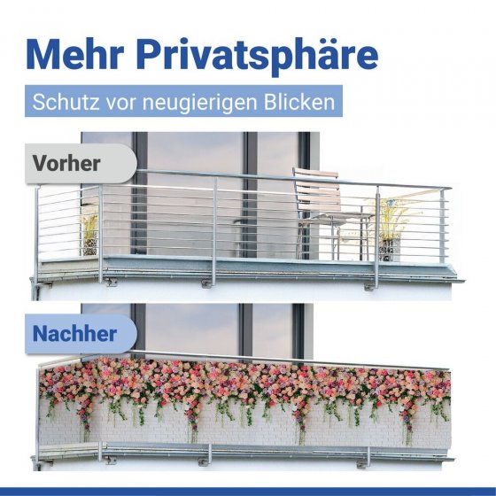 Balkon-Sichtschutz Mod. Rosen, 5 m, UV- und witterungsbeständig 