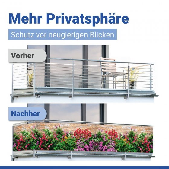 Balkon-Sichtschutz Mod. Mauerblumen, 5 m, UV- und witterungsbeständig 