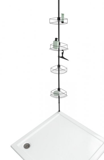 Teleskop-Eckregal Mod. Dolcedo Edelstahl, Schwarz matt, rostfrei 