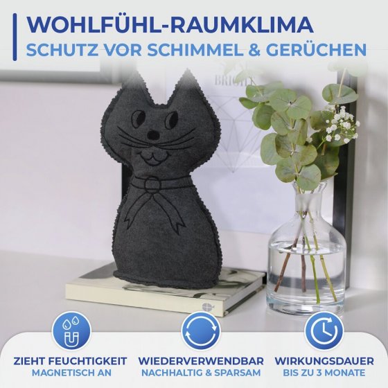 Raumentfeuchter Mod. Katze, 2er Set, schwerer Türstopper 