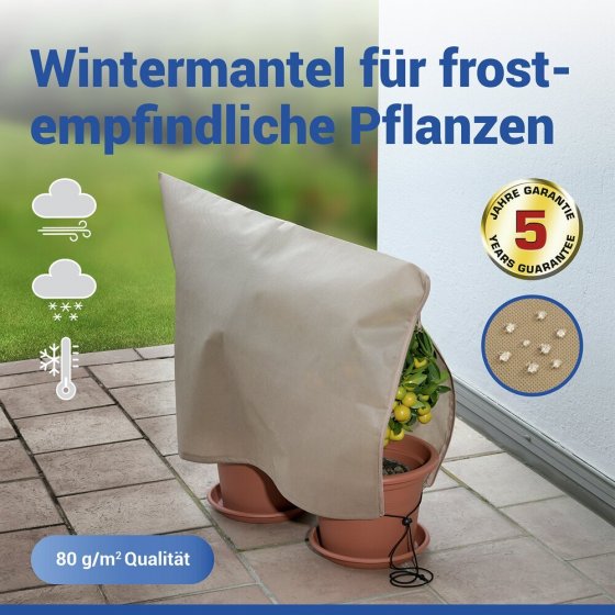 Pflanzenschutz-Vlies 80 x 60 cm, Beige, 3er Set, reißfestes Wintervlies für Pflanzen 