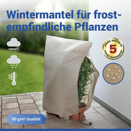 Pflanzenschutz-Vlies 100 x 120 cm, Beige, 2er Set, reißfestes Wintervlies für Pflanzen 