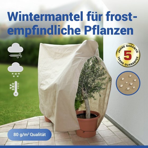 Pflanzenschutz-Vlies 200 x 240 cm, Beige, reißfestes Wintervlies für Pflanzen 