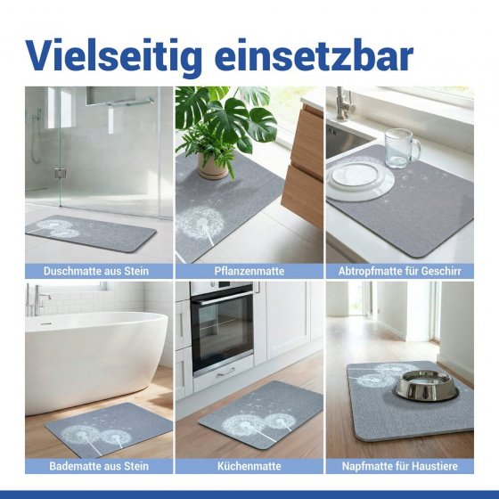 Badematte Mod. Astera Grau, aus natürlichem Diatomit 