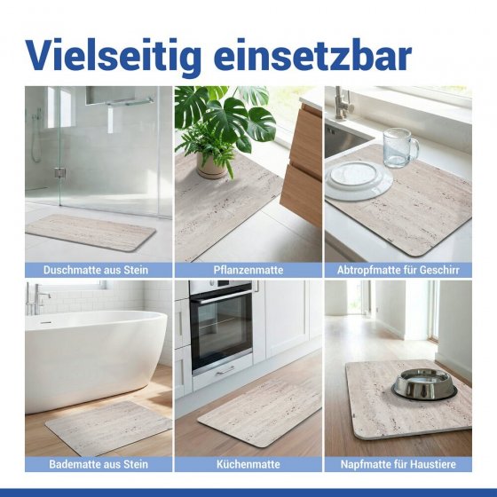 Badematte Mod. Puna Grau, aus natürlichem Diatomit 