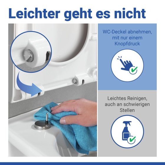 WC Sitz Mod. Palma Weiß, Toilettendeckel mit Absenkautomatik in D-Form 