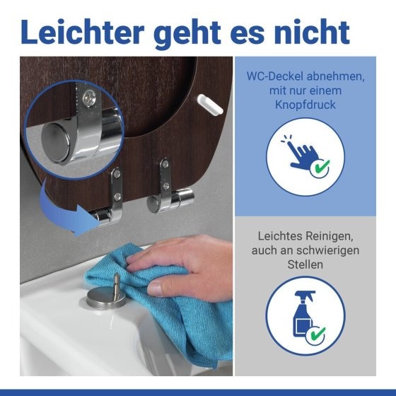 WC Sitz Mod. Wenge Dunkelbraun, stabiler Toilettensitz mit Absenkautomatik 