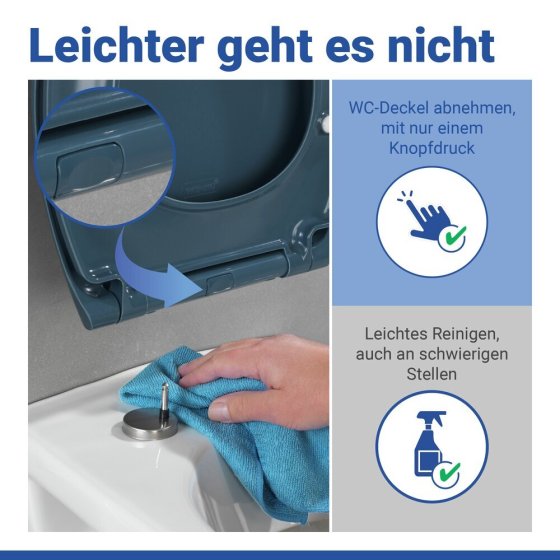 WC Sitz Mod. Samos Slate Blue, Toilettendeckel mit Absenkautomatik 