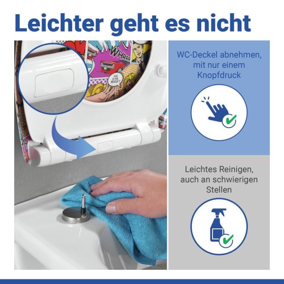 WC Sitz Mod. Pop-Art, Toilettendeckel mit Motiv und Absenkautomatik 