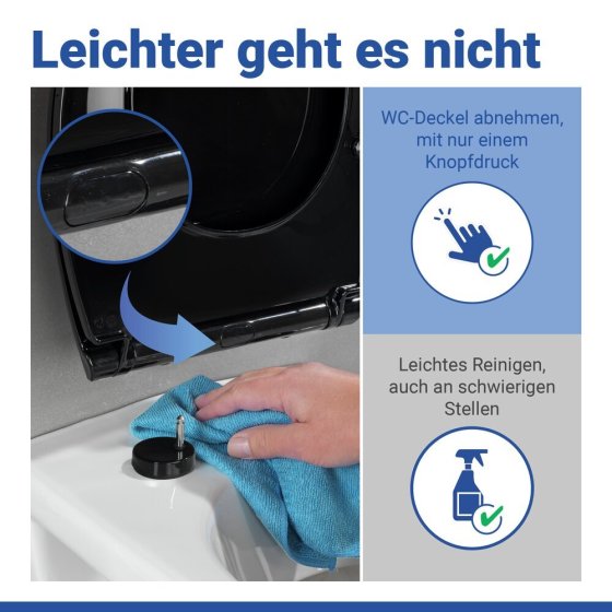 WC Sitz Mod. Kos Schwarz, Toilettendeckel mit Absenkautomatik 