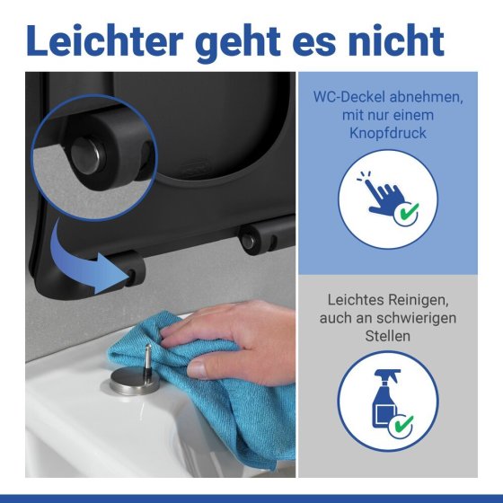 WC Sitz Mod. Sedilo Schwarz matt, Toilettendeckel in D-Form mit Absenkautomatik 