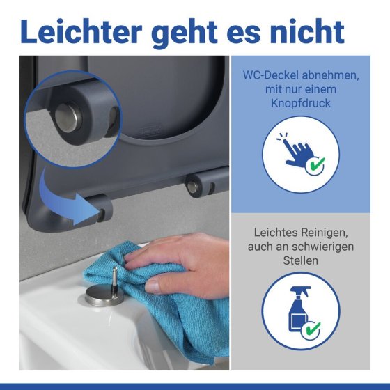 WC Sitz Mod. Sedilo Grau matt, Toilettendeckel in D-Form mit Absenkautomatik 