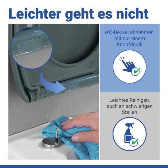 WC Sitz Mod. Ostuni Grau, stabiler Toilettensitz mit Absenkautomatik 