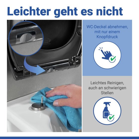 WC Sitz Mod. Rieti Schwarz, stabiler Toilettensitz mit Absenkautomatik 