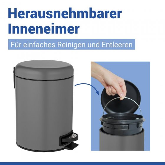 Kosmetik Treteimer Mod. Leman Grau 5L, mit herausnehmbarem Einsatz 