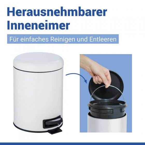 Kosmetik Treteimer Mod. Leman Weiß 5L, mit herausnehmbarem Einsatz 