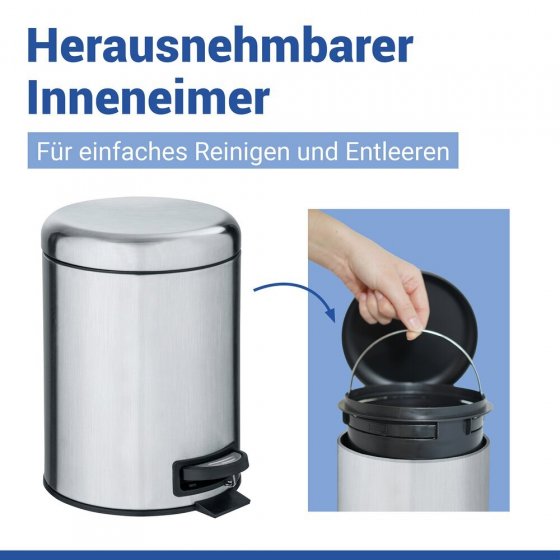 Kosmetik Treteimer Mod. Leman Edelstahl Matt 5L, mit herausnehmbarem Einsatz 